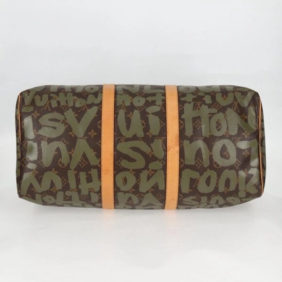 LOUIS VUITTON Monogram Graffiti Keepall 50 Boston Bag Khaki M92196 Auth 129961V - Picture 7 of 16